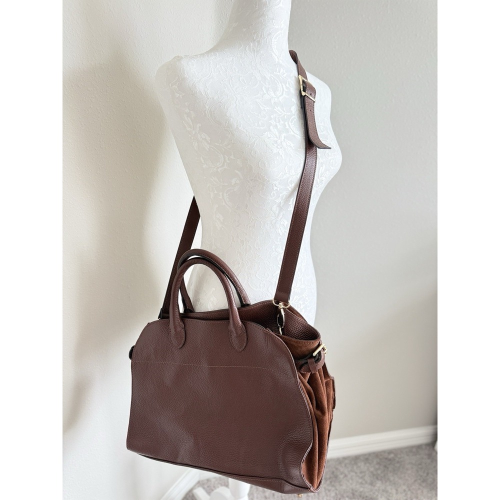 Divina Firenze Brown Genuine Leather Satchel Bag Large Purse Shoulder Handbag